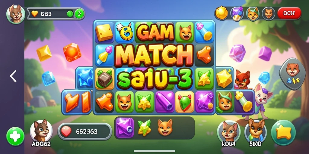 Screenshot gameplay ADG62 yang menampilkan keseruan permainan Match-3.
