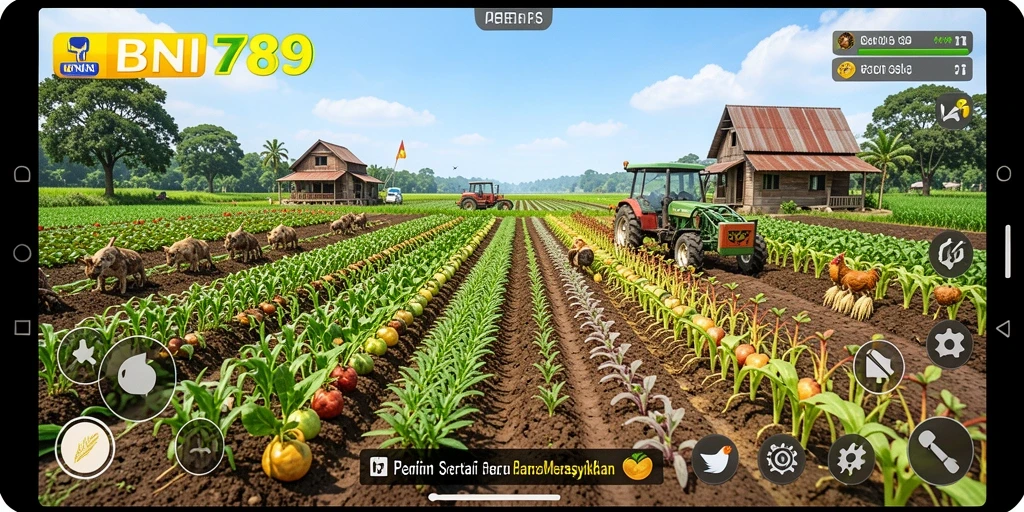 Tampilan gameplay BNI789 dengan aktivitas bertani yang menyenangkan.
