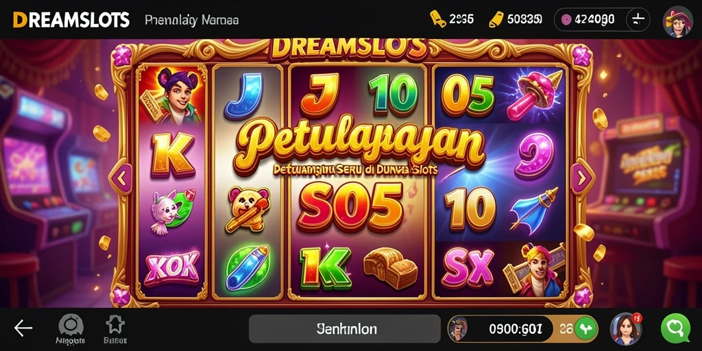 Tangkapan layar dari gameplay <strong>DREAMSLOTS</strong> menunjukkan petualangan mendebarkan yang penuh warna.