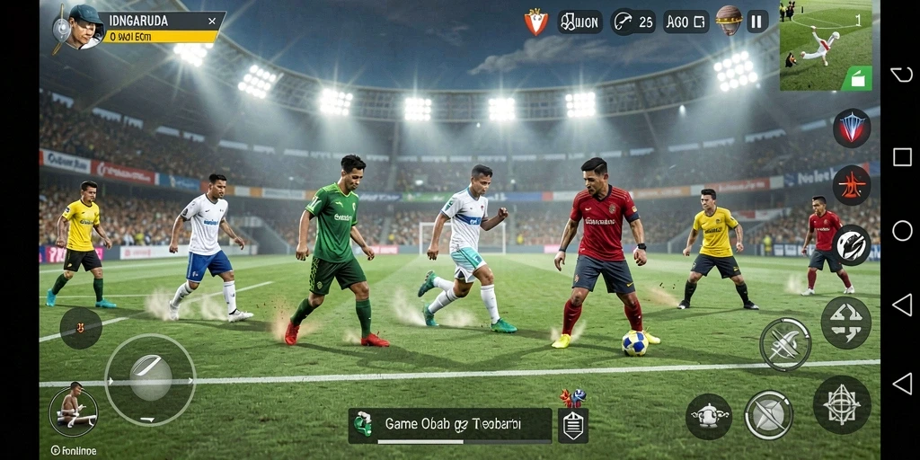 Cuplikan gameplay IDNGARUDA menampilkan aksi olahraga yang mendebarkan.