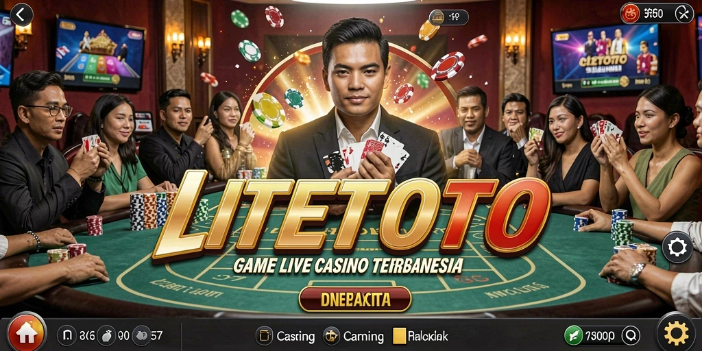 Tangkapan layar gameplay LITETOTO yang menampilkan dealer langsung di meja kasino.