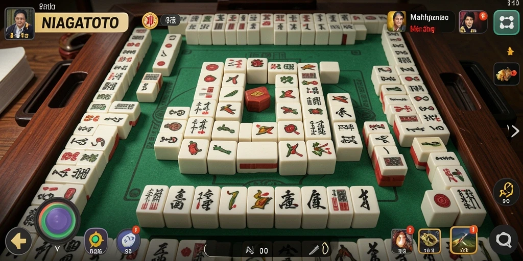 Screenshot utama NIAGATOTO menunjukkan gameplay Mahjong yang mendebarkan.