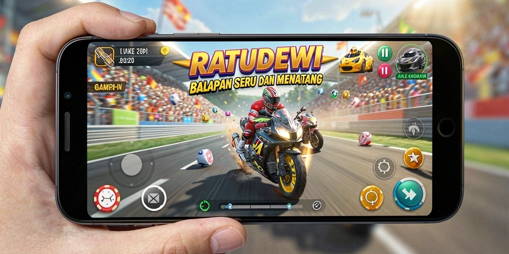 Tampilan gameplay balapan yang mendebarkan dan seru.