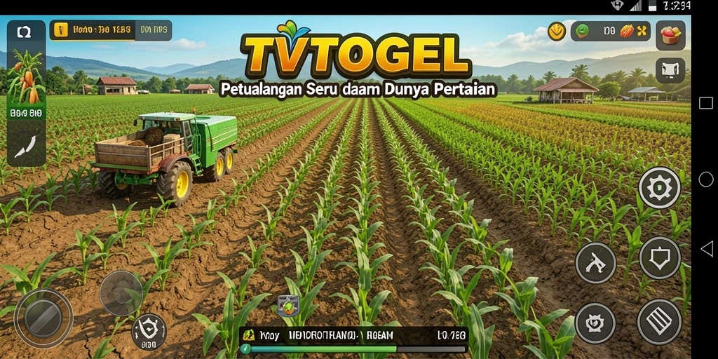 Screenshot gameplay TVTOGEL menunjukkan petualangan pertanian yang seru.