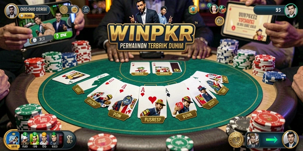 Tangkapan layar gameplay WINPKR menampilkan aksi poker yang mendebarkan.
