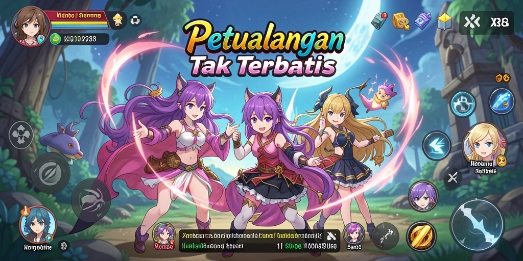 Screenshot gameplay XR88 menampilkan aksi karakter anime yang seru.